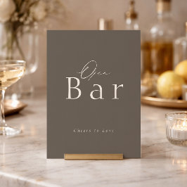 Convites Sinal de Casamento de Bar Aberto Elegante Taupe