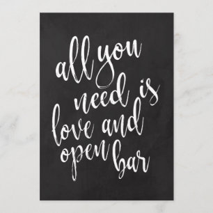 Convites Sinal de casamento de quadro-negro de bar aberto a