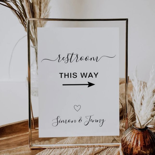 Convites Sinal de Casamento de Restaurantes (Restrooms This Way Wedding Sign Invitation)