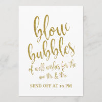 Sinal de casamento dourado bolhas de despedida