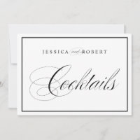 Sinal de Casamento Elegante Cocktails Borda Preta