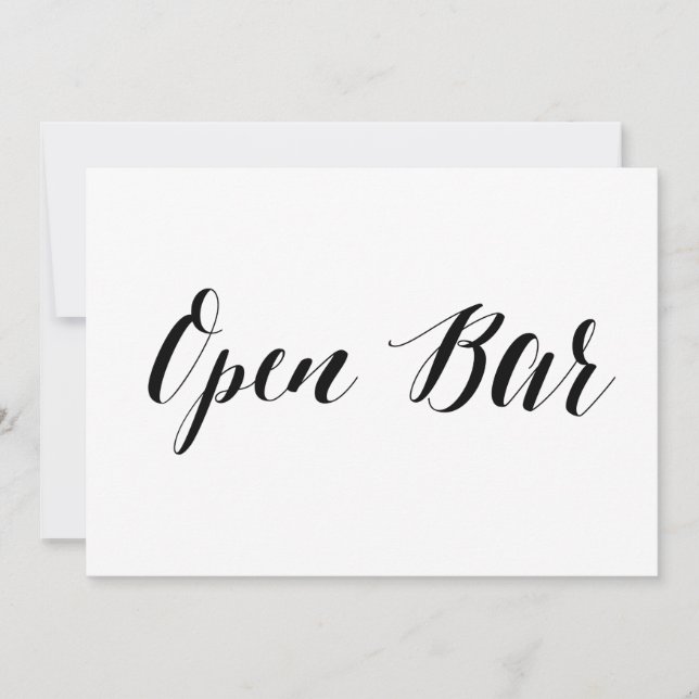 Convites Sinal de Casamento Estilo Caligráfico "Bar Aberto" (Frente)