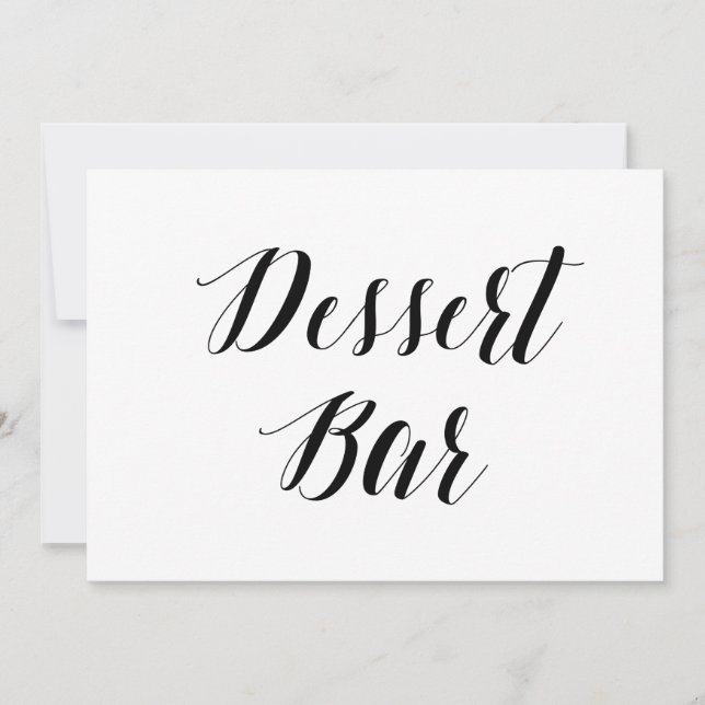 Convites Sinal de Casamento Estilo Caligráfico "Dessert Bar (Frente)