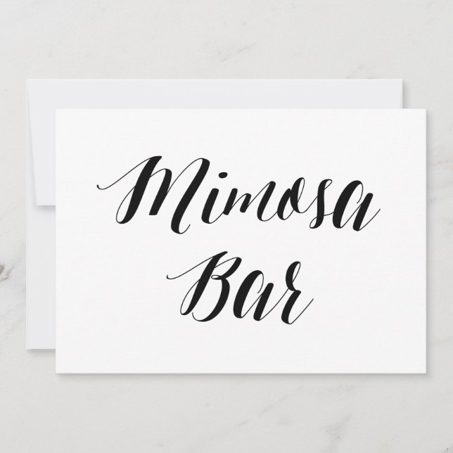 Convites Sinal de Casamento Estilo Caligráfico "Mimosa Bar" (Frente)
