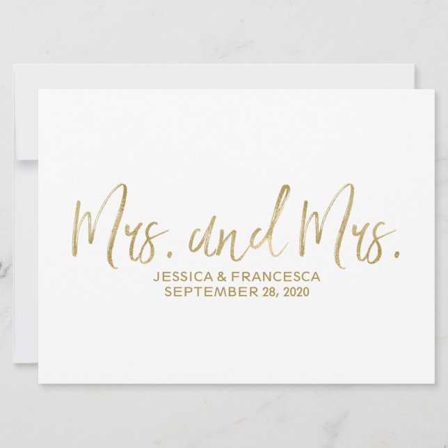 Convites Sinal de casamento lésbico "Sra. e Sra." dourado (Frente)