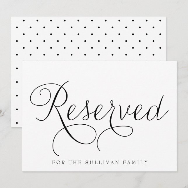 Convites Sinal de Casamento Reservado Black Dainty Script (Frente/Verso)