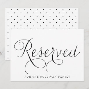 Convites Sinal de Casamento Reservado Black Dainty Script