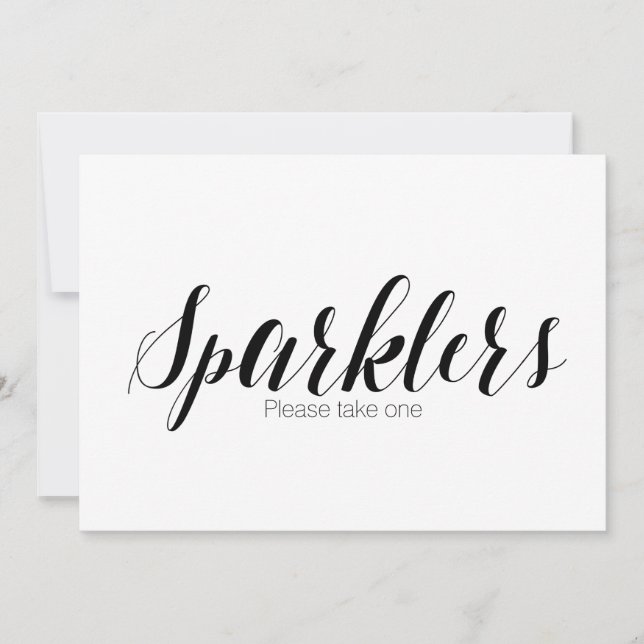 Convites Sinal de Casamento "Sparklers, por favor, pegue um (Frente)