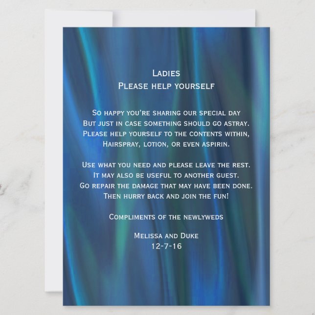 Convites Sinal de Cesta de Casamento em Azul com Acabamento (Frente)