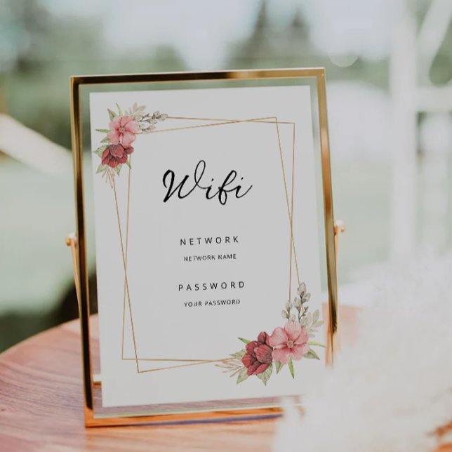 Convites Sinal de Conexão de Senha Rosa Wifi (Rose Wifi Password Connect Sign Invitation)