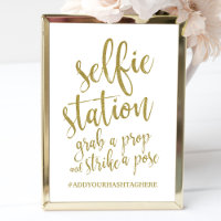 Sinal de Estação Selfie Brilho Dourado Acessível