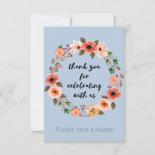Convites Sinal de Favor Floral do chá de fraldas Obrigado
