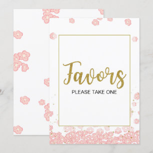 Convites Sinal de Favoritos Chá de panela rosa e Dourado