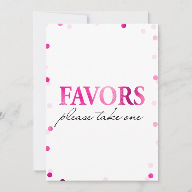 Convites Sinal de Favors para Chá de Noiva | Confetes Rosa  (Frente)