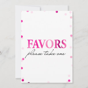 Convites Sinal de Favors para Chá de Noiva   Confetes Rosa 