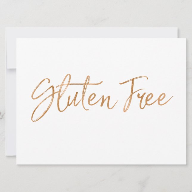 Convites Sinal de "Gluten Free" | Na moda Dourado Rosa, com (Frente)