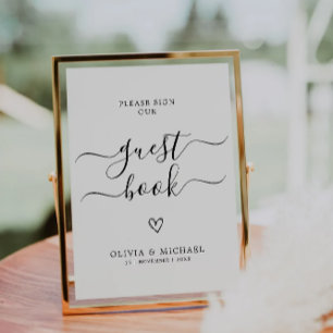 Convites Sinal de Guestbook de Casamento Minimalista, por f