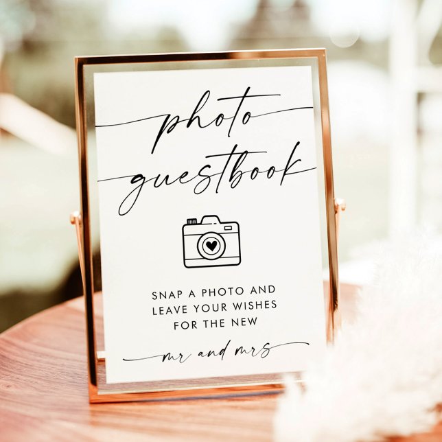 Convites Sinal de Guestbook de Foto de Casamento Minimalist (Criador carregado)