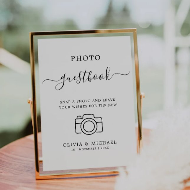 Convites Sinal de Guestbook de Foto de Casamento Minimalist (Minimalist Wedding Photo Guestbook Sign, Invitation)