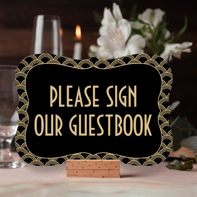 Convites Sinal de Guestbook Gatsby Gatsby Black & Dourado d (Criador carregado)