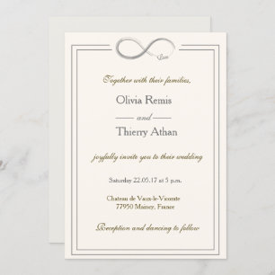 Convites Sinal de infinidade casamento de cinzas brancas de