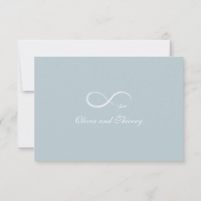 Convites Sinal de Infinito Azul Cinza Branco RSVP Casamento (Verso)