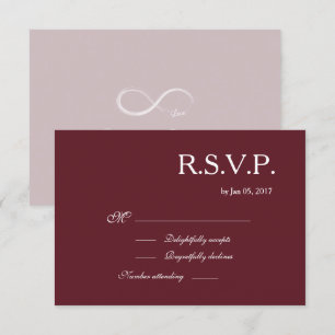 Convites Sinal de Infinito Bege Borgonha Elegante RSVP de C