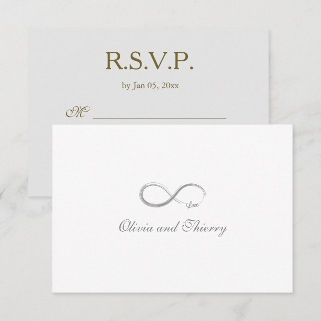 Convites Sinal de Infinito Cinza Dourado Branco Casamento R (Frente/Verso)