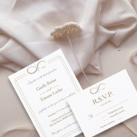 Sinal de Infinito Monograma Dourado Branco RSVP Ca