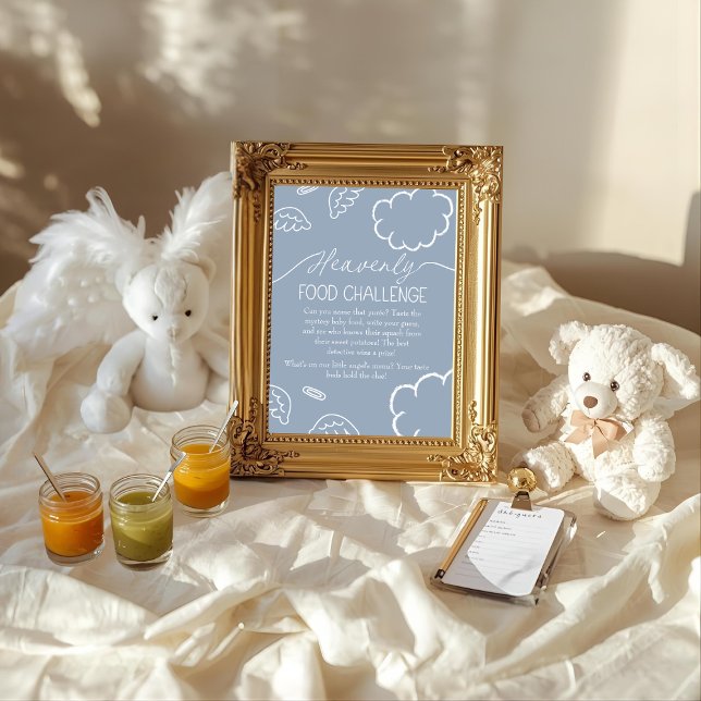 Convites Sinal de Jogo Desafio de Comida de Bebê Heavenly B (Heavenly Blue Baby Food Challenge Game Sign)