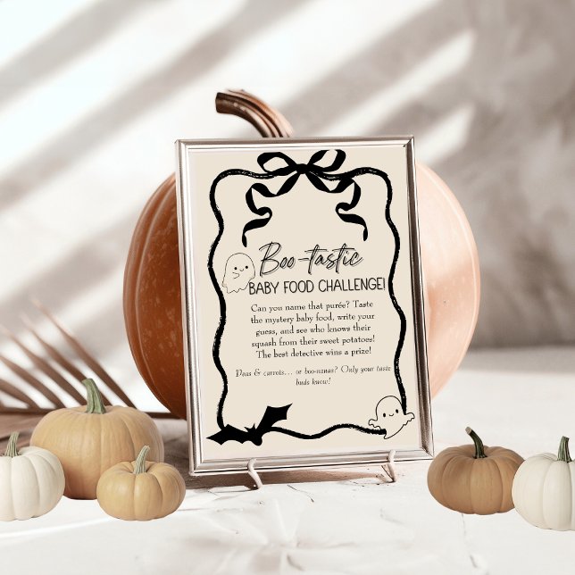 Convites Sinal de Jogo do Desafio de Comida de Bebê Boo-tás (Boo-tastic Baby Food Challenge Game Sign)