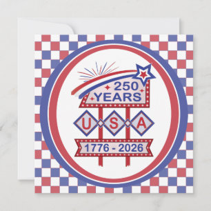 Convites Sinal de Letreiro de Aniversário de 250 anos Retro