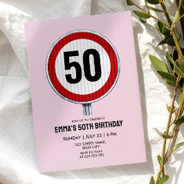 Convites Sinal de limite de velocidade de aniversário de 50