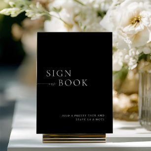 Convites Sinal de Livro Branco e Preto Minimalista
