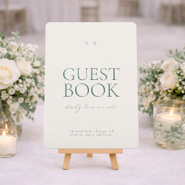 Convites Sinal de Livro de Visitas de Casamento em Verde Sa