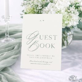 Convites Sinal de Livro de Visitas de Casamento em Verde Sá