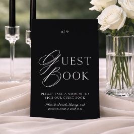 Convites Sinal de Livro de Visitas de Casamento Preto e Bra