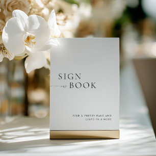 Convites Sinal de Livro de Visitas Preto e Branco Minimalis