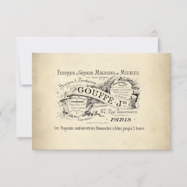 Convites Sinal de loja do departamento francês (Frente)