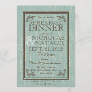 Convites Sinal de madeira velho 5 x jantar de ensaio 7
