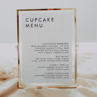 Convites Sinal de menu Cupcake do Bar do deserto de casamen