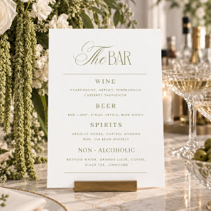 Convites Sinal de Menu de Bar de Casamento em Verde Sage Cl