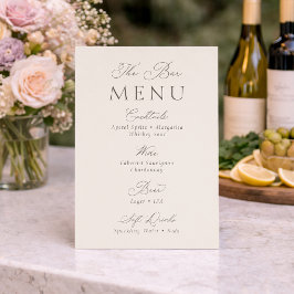 Convites Sinal de Menu de Bar de Casamento Minimalista Eleg