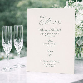 Convites Sinal de Menu de Bar de Casamento Verde Sage Minim