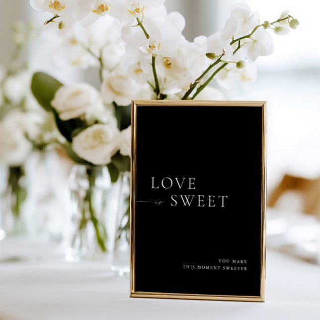 Convites Sinal de Mesa de deserto preto e branco minimalist (Minimalist Black & White Dessert Table Sign)