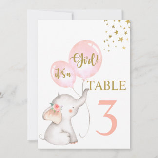 Convites Sinal de Mesa de Elefante Rosa chá de fraldas