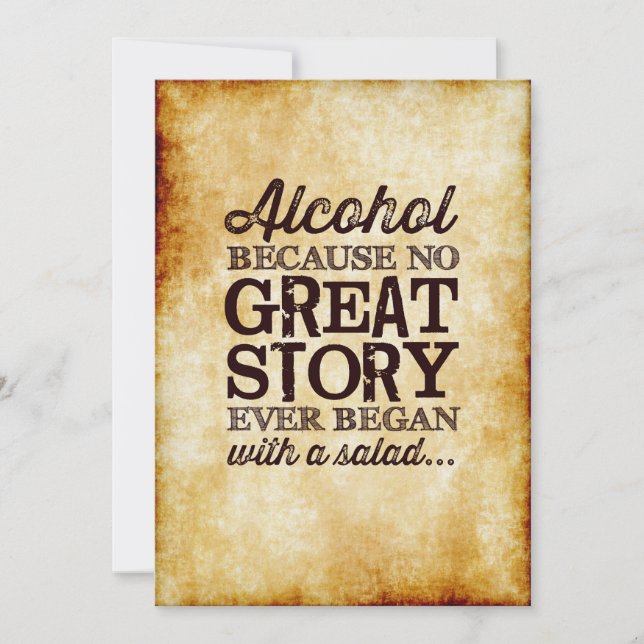 Convites Sinal de Mesa em Pergaminho 5x7 Álcool Porque (Frente)