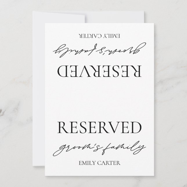 Convites Sinal de Mesa Reservada para Casamento Branco Mode (Frente)