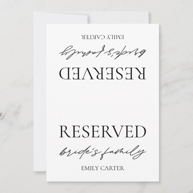 Convites Sinal de Mesa Reservada para Casamento Branco Mode (Frente)