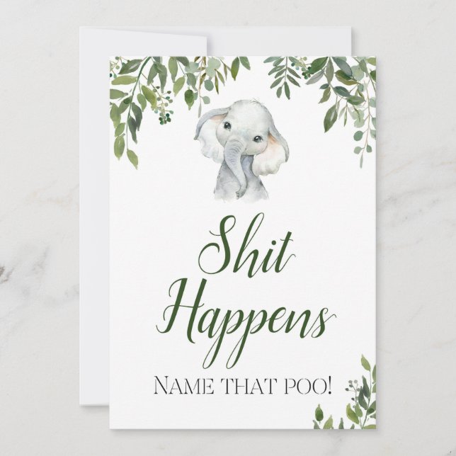 Convites Sinal de Mess Doce do Elefante Safari Selgle 5x7" (Frente)